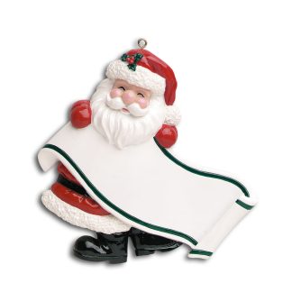 Santa Holding Banner Ornament