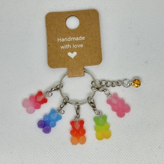 Handmade Frosted Gummy Bear Stitch Markers for Crochet / Knitting with Clasps Keychain