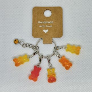Handmade Summer Set of Gummy Bear Stitch Markers For Crochet / Knitting with Clasps Keychain