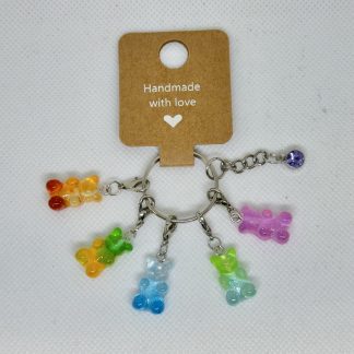 Handmade Glitter Gummy Bear Charms Stitch Markers for Crochet / Knitting with Clasps Keychain