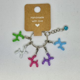 Handmade Stitch Markers for Crochet / Knitting Dog Balloon Charms with Clasps Keychain