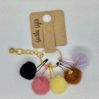 Handmade Pom-Pom Stitch Markers Charms with Clasps for Crochet / Knitting Keychain