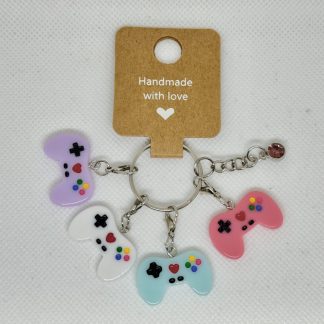 Handmade Pastel Game Controller Stitch Marker Charms with Clasps for Crochet / Knitting Keychain