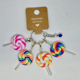 Handmade Stitch Markers for Crochet / Knitting Lollipops Charms with Clasps Keychain