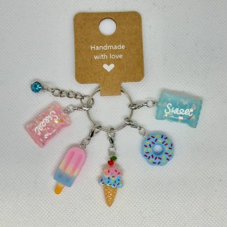 Handmade Stitch Markers for Crochet / Knitting Sweets Charms with Clasps Keychain