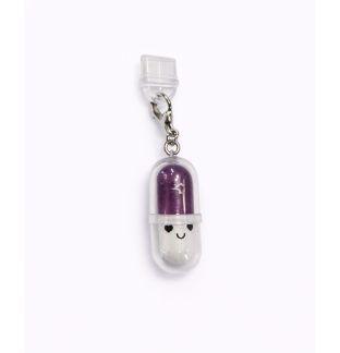 Purple Capsule Pill Phone Charm Plug-In Accessory Chronic Rare Invisible Illness Awareness & Support