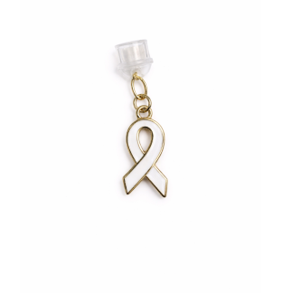 White Ribbon Phone Charm Plug-In Accessory Chronic Rare Invisible Illness Awareness & Support