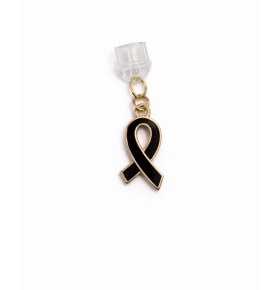 Black Ribbon Phone Charm Plug-In Accessory Chronic Rare Invisible Illness Awareness & Support