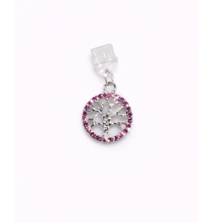 Pink & Silver Stones Tree of Life Phone Charm Plug-In Accessory Chronic Rare Invisible Illness Awareness & Support
