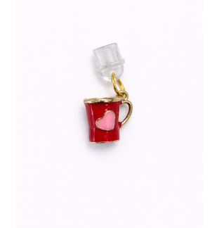 Red Mug Pink Heart Phone Charm Plug-In Accessory Chronic Rare Invisible Illness Awareness & Support