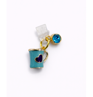 Teal Mug Blue Heart Phone Charm Plug-In Accessory Chronic Rare Invisible Illness Awareness & Support