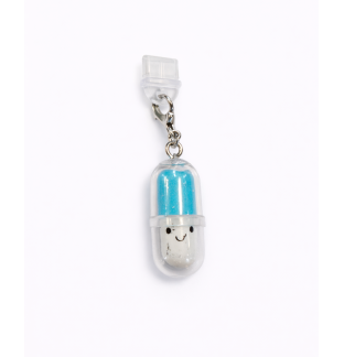 Light Blue Pill Capsule Phone Charm Plug-In Accessory Chronic Rare Invisible Illness Awareness & Support