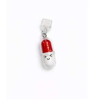 Red Capsule Pill Phone Charm Plug-In Accessory Chronic Rare Invisible Illness Awareness & Support