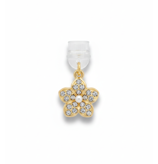 Gold Flower with Sparkling Stones & White Pearl Phone Charm Plug-In Accessory Chronic Rare Invisible Illness Awareness & Support