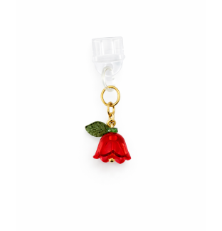 Red Flower Phone Charm Plug-In Accessory Chronic Rare Invisible Illness Awareness & Support