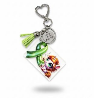 Handmade Never Give Up Unicorn Awareness Keychain Chronic & Invisible Illness Support