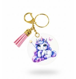 Handmade Magic Wand Unicorn w/Pink Tassel Awareness Keychain Chronic & Invisible Illness Support