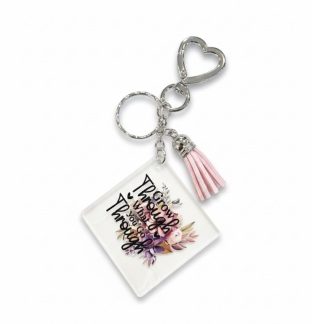 Handmade Grow Through What You Go Through Awareness Keychain Chronic & Invisible Illness Support