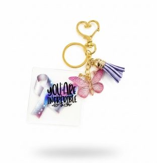 Handmade You are Amazing Pink Butterfly Awareness Keychain Chronic & Invisible Illness Support