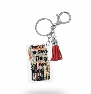 Handmade Too Many Books Red Tassel Awareness Keychain Chronic & Invisible Illness Support
