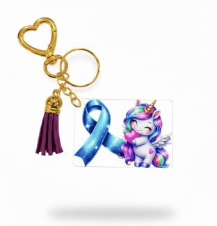 Handmade Blue Unicorn Awareness Keychain Chronic & Invisible Illness Support