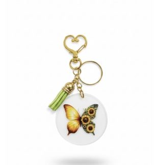 Handmade Sunflower Butterfly Green Ribbon Awareness Keychain Chronic & Invisible Illness Support