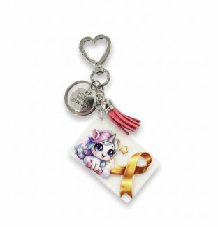 Handmade Yellow Ribbon Unicorn Awareness Keychain Chronic & Invisible Illness Support