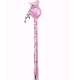 Handmade Pink Ribbon Butterfly Rattle Pen Cute, Fun & Full of Heart Support & Awareness