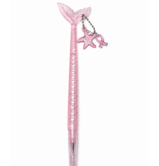 Handmade Pink Ribbon Mermaid Pen Cute, Fun & Full of Heart Support & Awareness