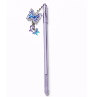 Handmade Purple Ribbon Butterfly Pen Cute, Fun & Full of Heart Support & Awareness