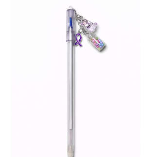 Handmade Purple Ribbon with Charm Pen Cute, Fun & Full of Heart Support & Awareness