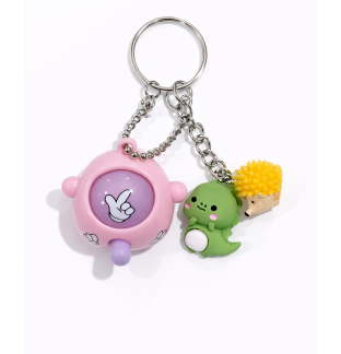 Pink Purple Rock Paper Scissors Fidget Toy With Green and Yellow Adorable Charms Raise Awareness Support Rare Chronic & Invisible Illness