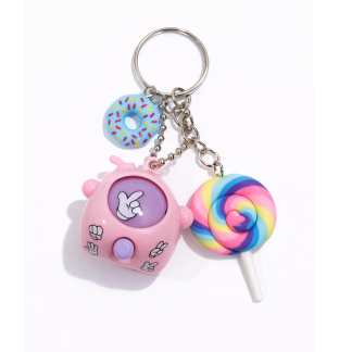Pink Purple Rock Paper Scissors Fidget Toy With Adorable Blue Donut and Pastel Rainbow Lolipop Charms Raise Awareness Support Rare Chronic & Invisible Illness