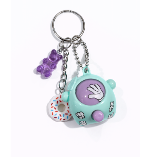 Teal Purple Rock Paper Scissors Fidget Toy With Adorable White Donut and Purple Gummy Bear Charms Raise Awareness Support Rare Chronic & Invisible Illness