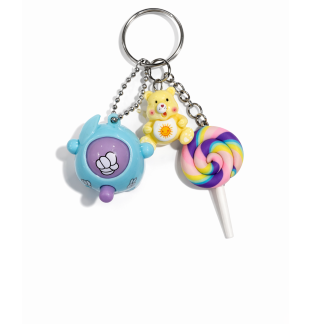 Blue Purple Rock Paper Scissors Fidget Toy With Adorable Yellow Bear and Pastrl Rainbow Lollipop Gummy Bear Charms Raise Awareness Support Rare Chronic & Invisible Illness