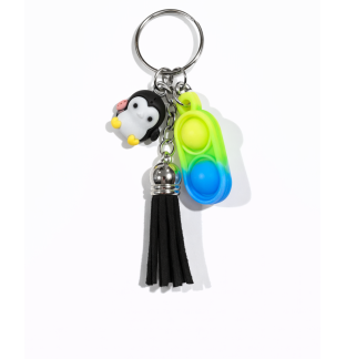 Yellow Green Blue Silicone Mini Pop Fidget With Black Penguin Sensory Toy Raise Awareness Support Rare Chronic & Invisible Illness