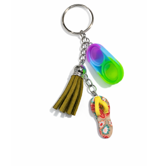 Purple Blue Green Silicone Mini Pop Fidget With Brown Flip-Flop Sensory Toy Raise Awareness Support Rare Chronic & Invisible Illness