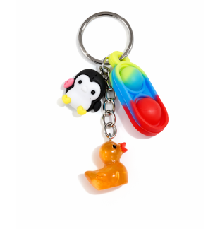 Rainbow Silicone Mini Pop Fidget With Black Penguin Orange Duck Sensory Toy Raise Awareness Support Rare Chronic & Invisible Illness