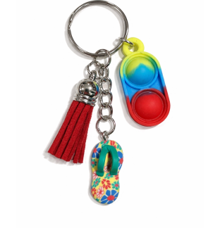 Rainbow Silicone Mini Pop Fidget Yellow Flip-Flop Red Tassel Sensory Toy Raise Awareness Support Rare Chronic & Invisible Illness