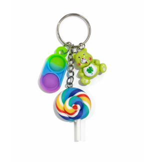 Green Blue Purple Silicone Mini Pop Fidget Green Bear Rainbow Lollipop Sensory Toy Raise Awareness Support Rare Chronic & Invisible Illness