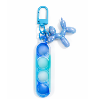 Teal & Blue Silicone Mini Pop Fidget With Balloon Dog Keychain Sensory Toy Raise Awareness Support Rare Chronic & Invisible Illness
