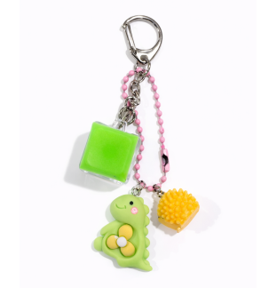 Green Audible Keyboard Clicker Green Dino & Yellow Charm Fidget Sensory Toy Raise Awareness Support Rare Chronic & Invisible Illness