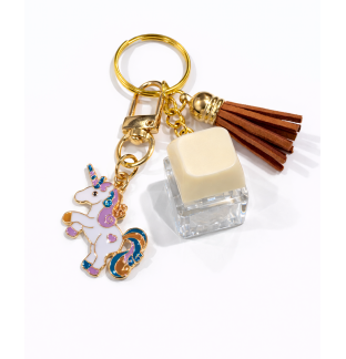 Beige Audible Keyboard Clicker White Unicorn Charm and Brown Tassel Fidget Sensory Toy Raise Awareness Support Rare Chronic & Invisible Illness
