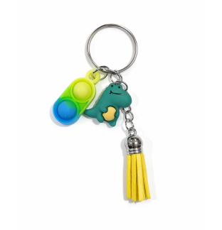 Yellow Green Blue Silicone Mini Pop Fidget With Dino Yellow Tassel Sensory Toy Raise Awareness Support Rare Chronic & Invisible Illness