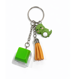 Green Audible Keyboard Clicker Green Dino & Orange Tassel Fidget Sensory Toy Raise Awareness Support Rare Chronic & Invisible Illness
