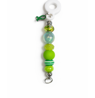 Handmade Beaded Green Straw Accessory With Ribbon Charm Support Chronic & Rare Disease Awareness