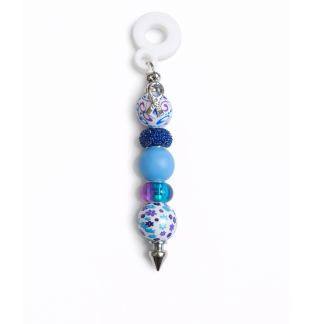 Handmade Beaded Blue & Purple Straw Accessory With Ribbon Charm Support Chronic & Rare Disease Awareness