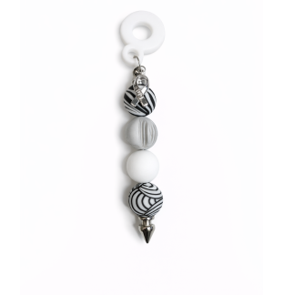 Handmade Beaded Black & White Zebra Straw Accessory With Ribbon Charm Support Chronic & Rare Disease Awareness
