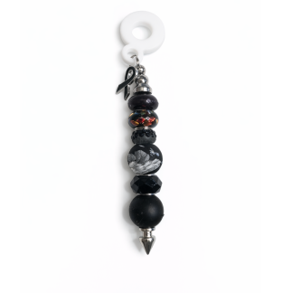 Handmade Beaded Black Straw Accessory With Ribbon Charm Support Chronic & Rare Disease Awareness