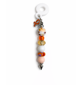 Handmade Beaded Orange Straw Accessory With Ribbon Charm Support Chronic & Rare Disease Awareness